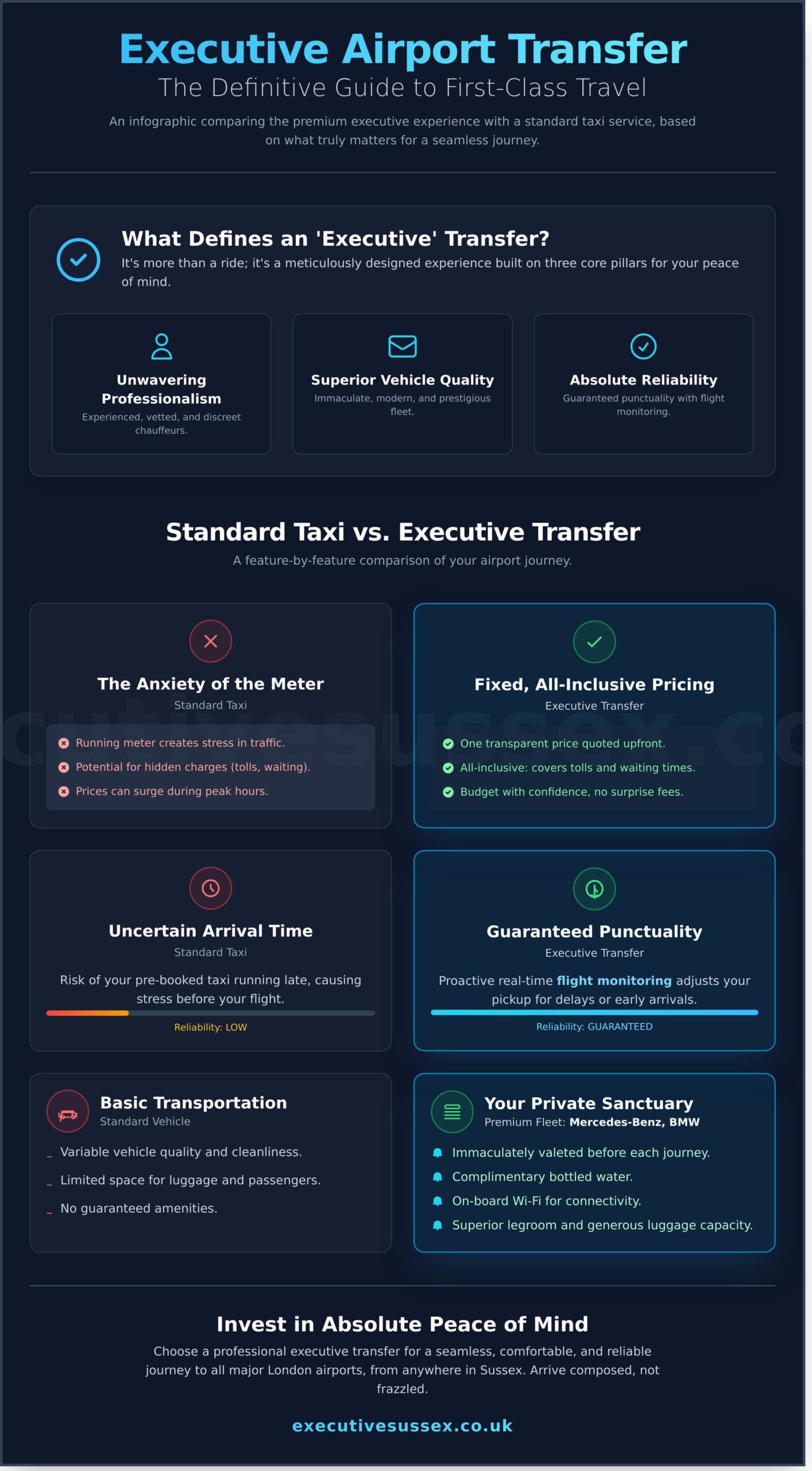 Executive Airport Transfers in Sussex: The Ultimate Guide to Stress-Free Travel - Infographic