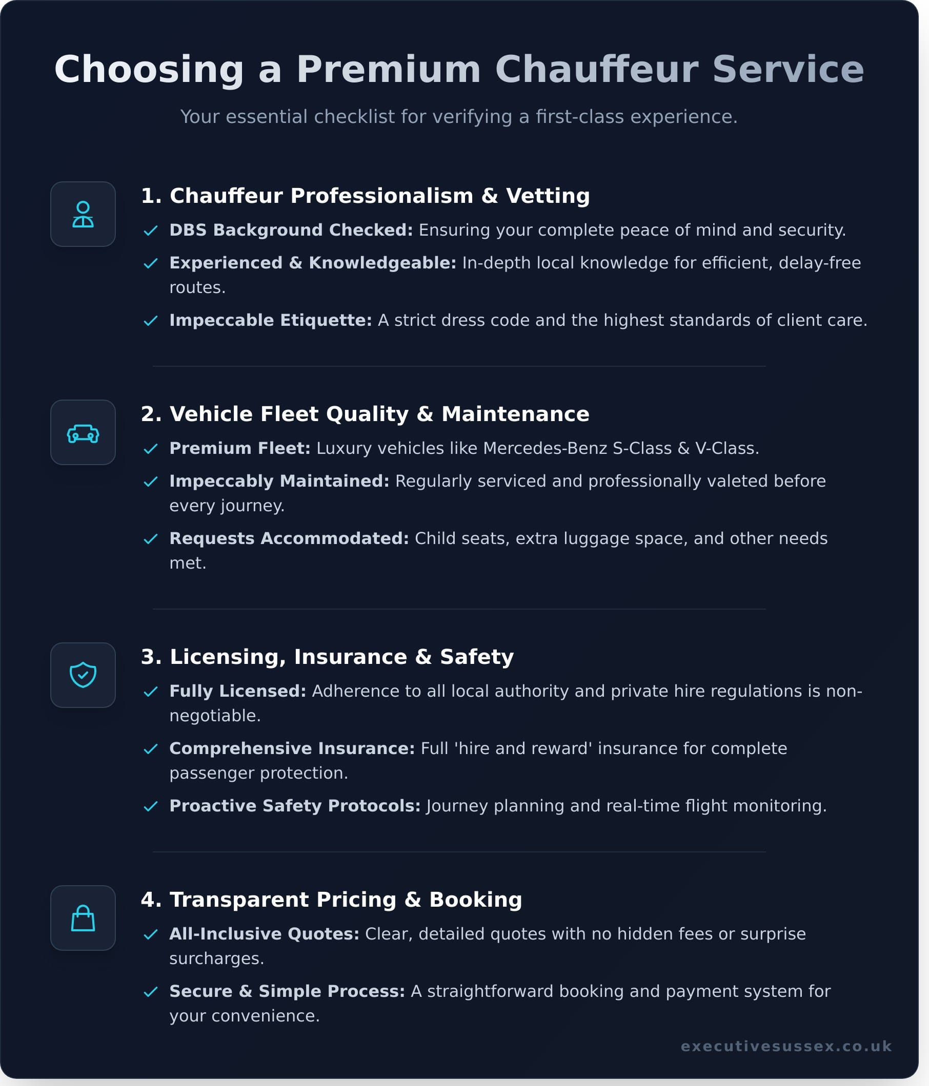 Finding the Best Chauffeur Service Near Me: A Sussex Guide - Infographic