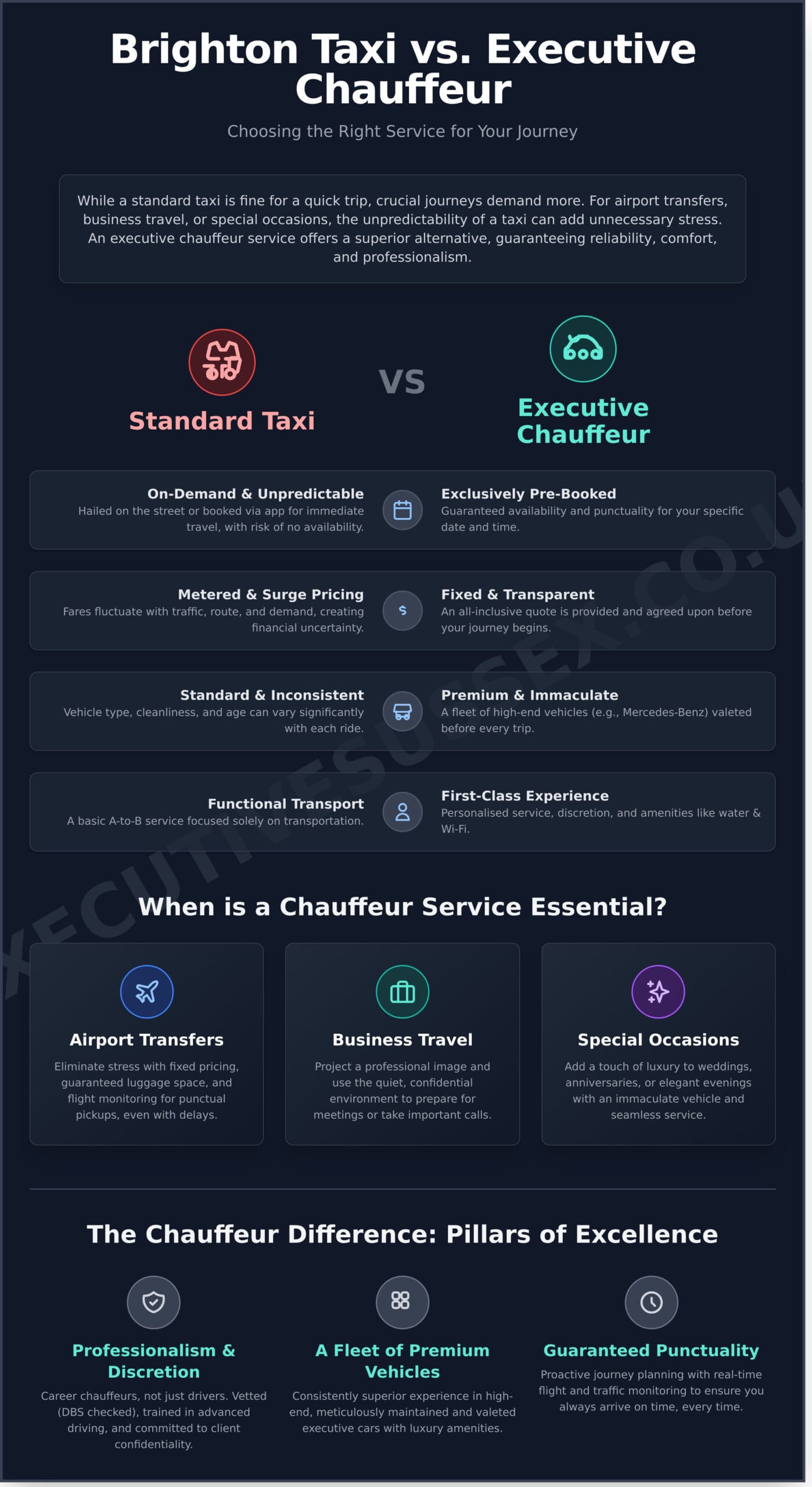 Taxi Brighton: The Superior Choice for Professional Chauffeur Travel - Infographic