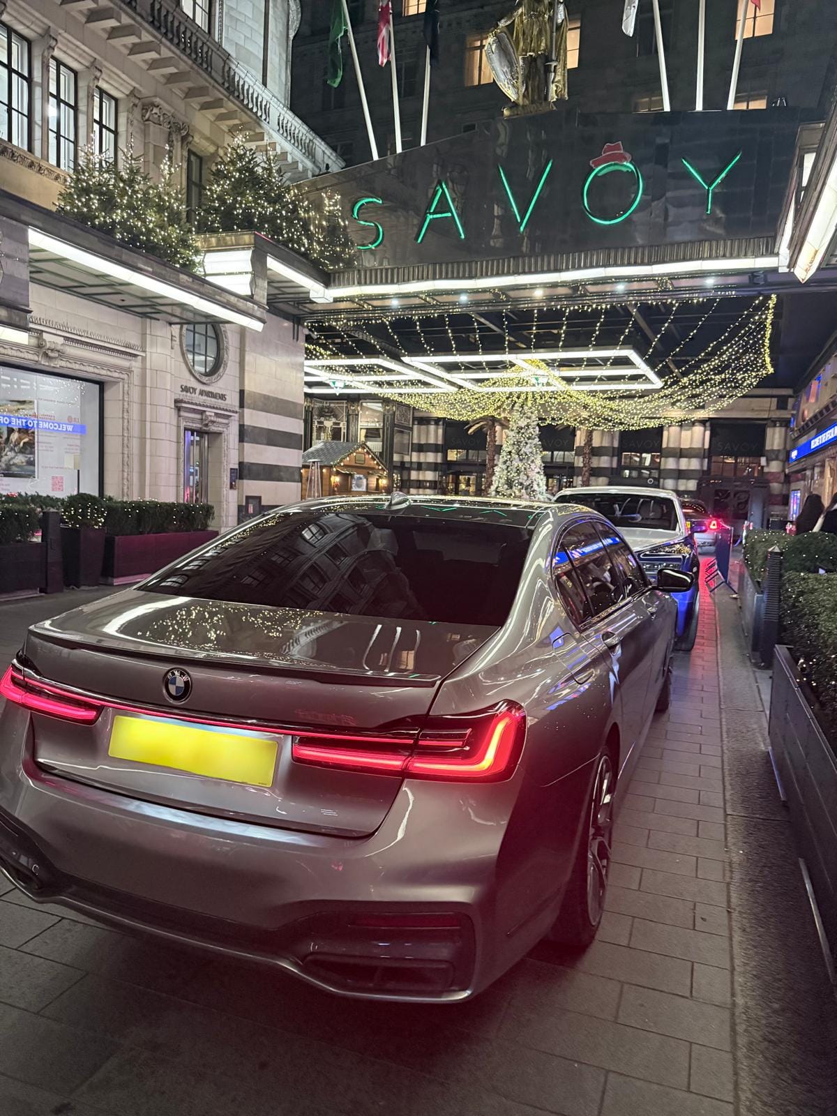 WhatsApp Image 2026-01-28 at 20.52.55 BMW 7 Series executive chauffeur car arriving at The Savoy Hotel