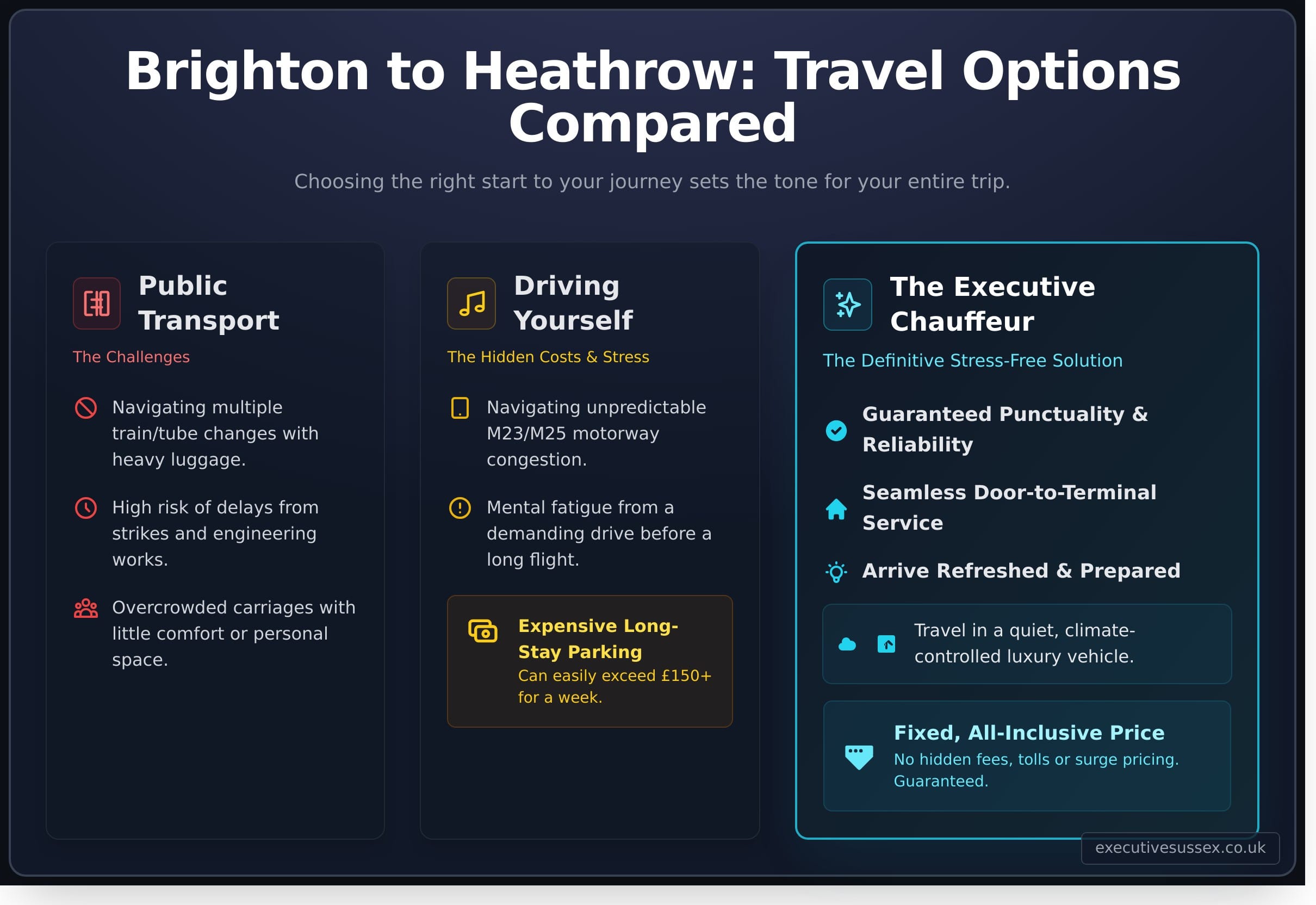 Your Premier Brighton to Heathrow Taxi: A First-Class Chauffeur Service - Infographic